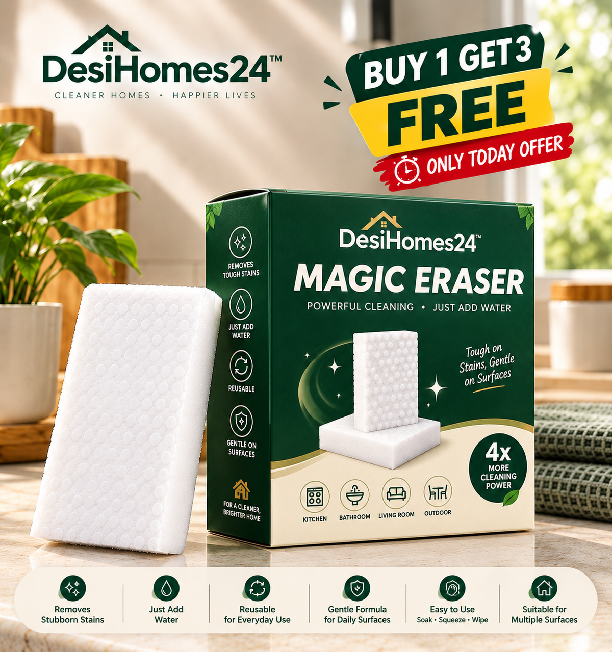 DesiHomes24™ Magic Eraser Cleaning Sponge (Buy 1 Get 3 FREE)